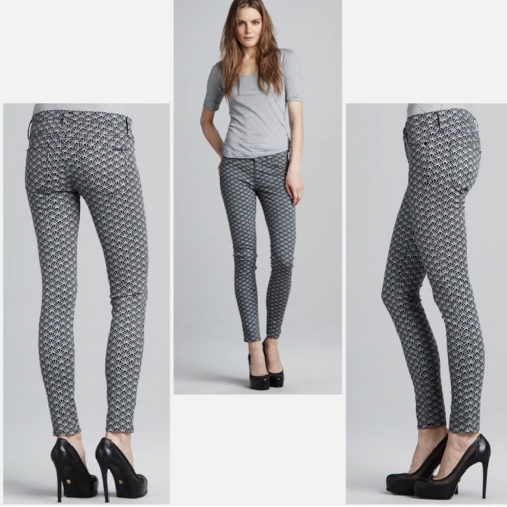 Hudson Jeans Black and Gray Geometric Skinny Pants